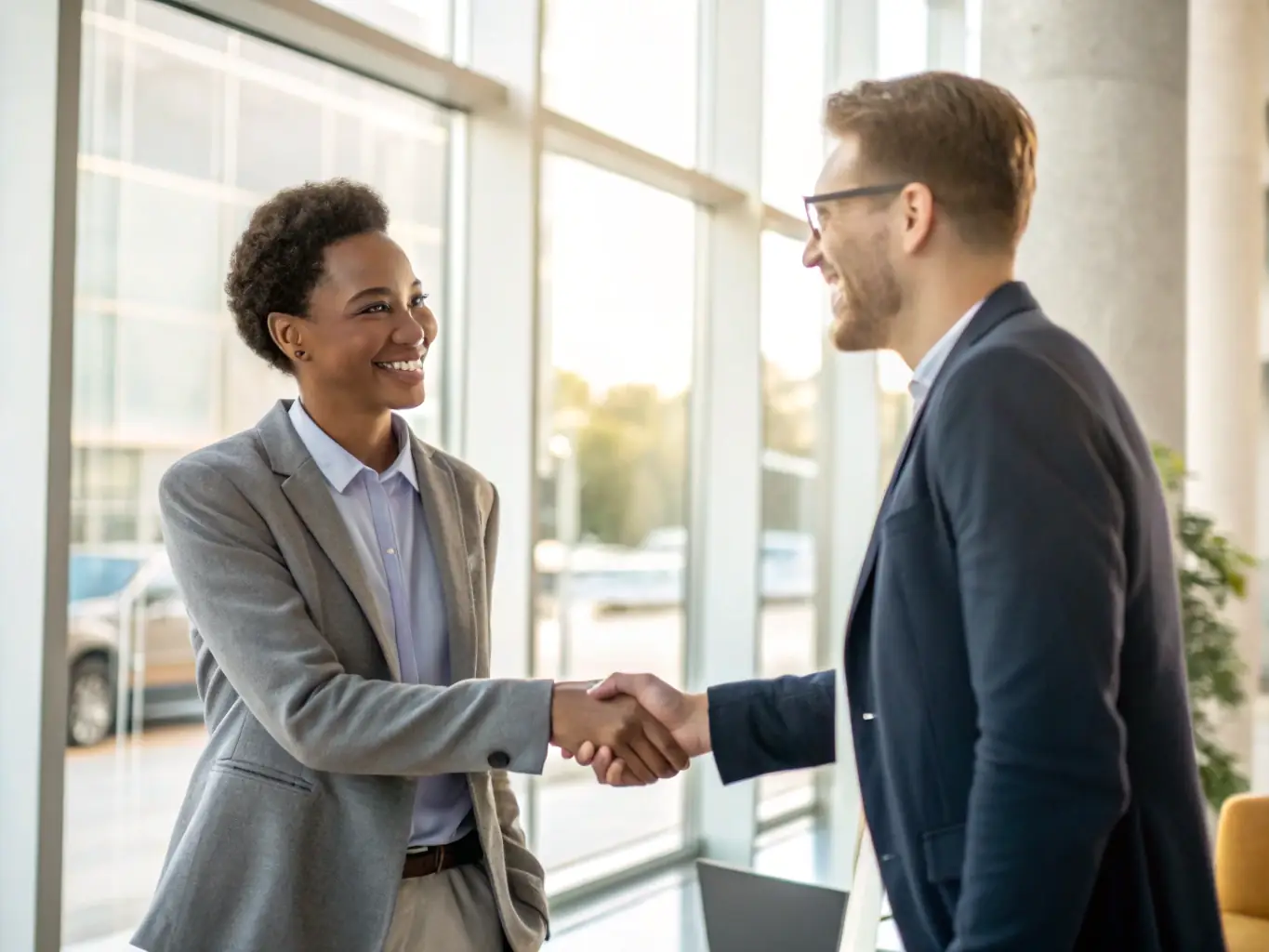 A handshake between a consultant and a banker, symbolizing strong and reliable bank relationships.